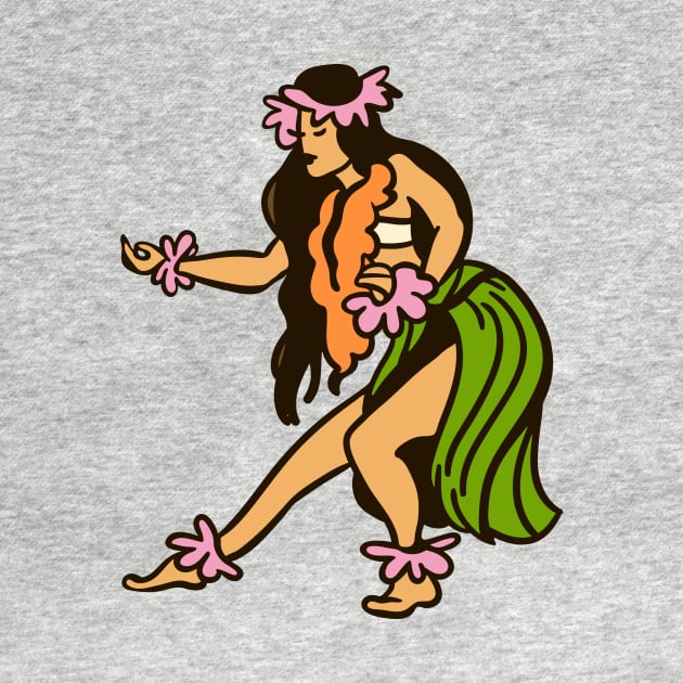 Retro Hawaiian Hula Girl Illustration by SLAG_Creative